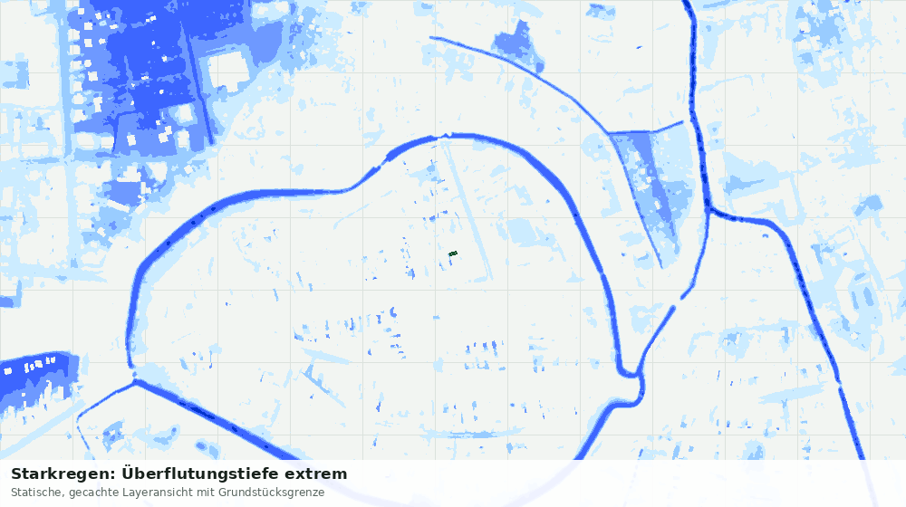 Statische Kartenansicht: Starkregen: Überflutungstiefe extrem