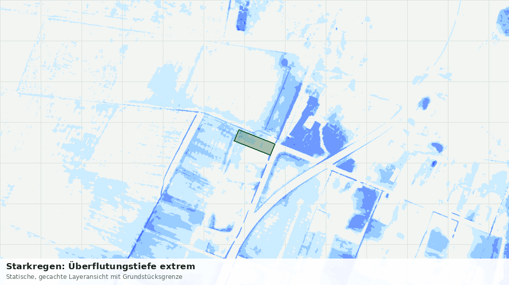 Statische Kartenansicht: Starkregen: Überflutungstiefe extrem
