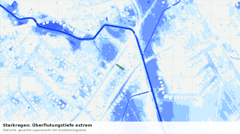 Statische Kartenansicht: Starkregen: Überflutungstiefe extrem