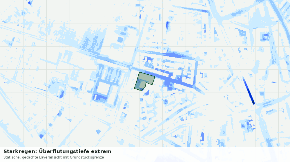 Statische Kartenansicht: Starkregen: Überflutungstiefe extrem