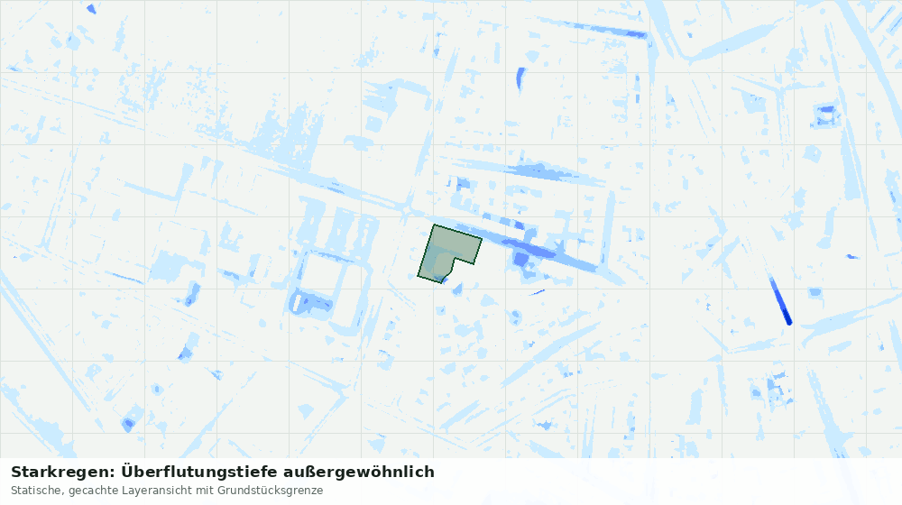Statische Kartenansicht: Starkregen: Überflutungstiefe außergewöhnlich