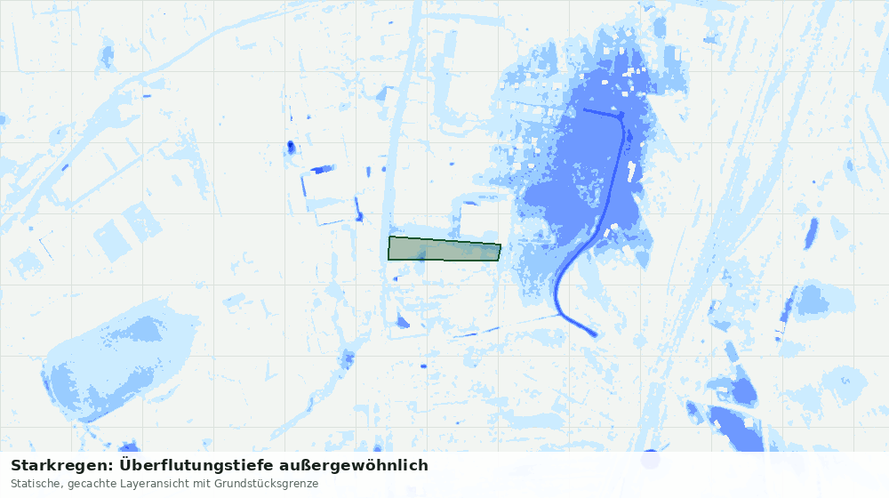 Statische Kartenansicht: Starkregen: Überflutungstiefe außergewöhnlich