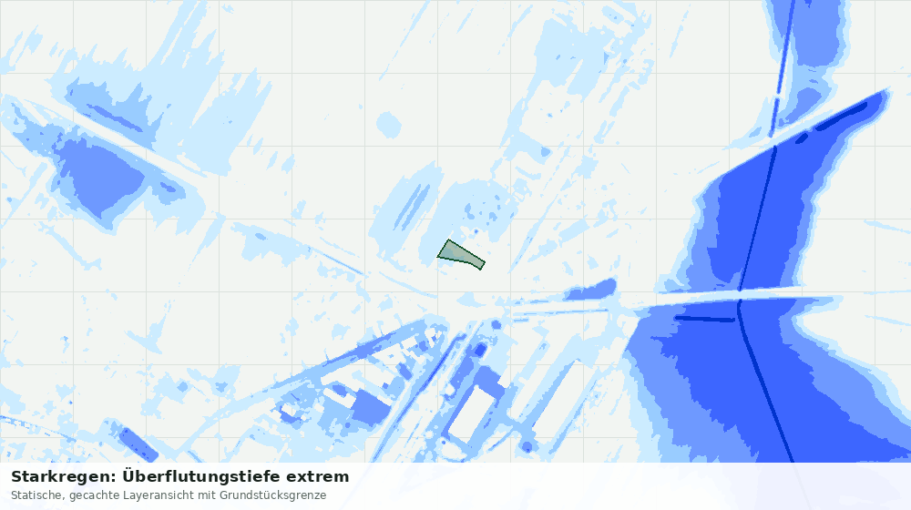 Statische Kartenansicht: Starkregen: Überflutungstiefe extrem