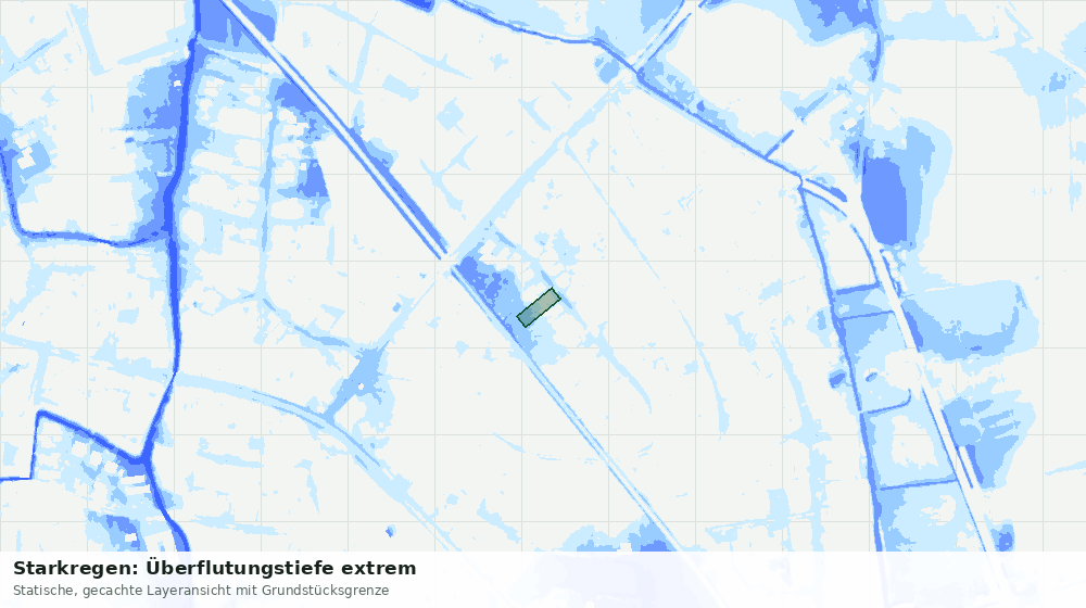 Statische Kartenansicht: Starkregen: Überflutungstiefe extrem