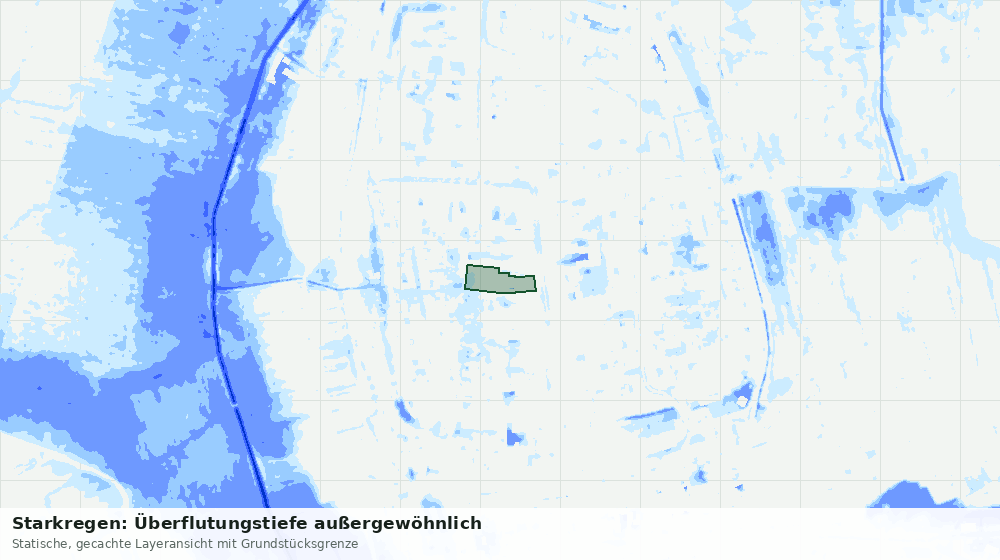 Statische Kartenansicht: Starkregen: Überflutungstiefe außergewöhnlich