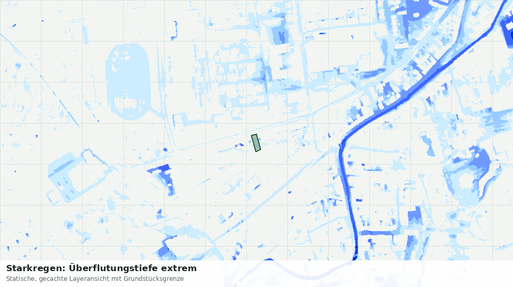 Statische Kartenansicht: Starkregen: Überflutungstiefe extrem