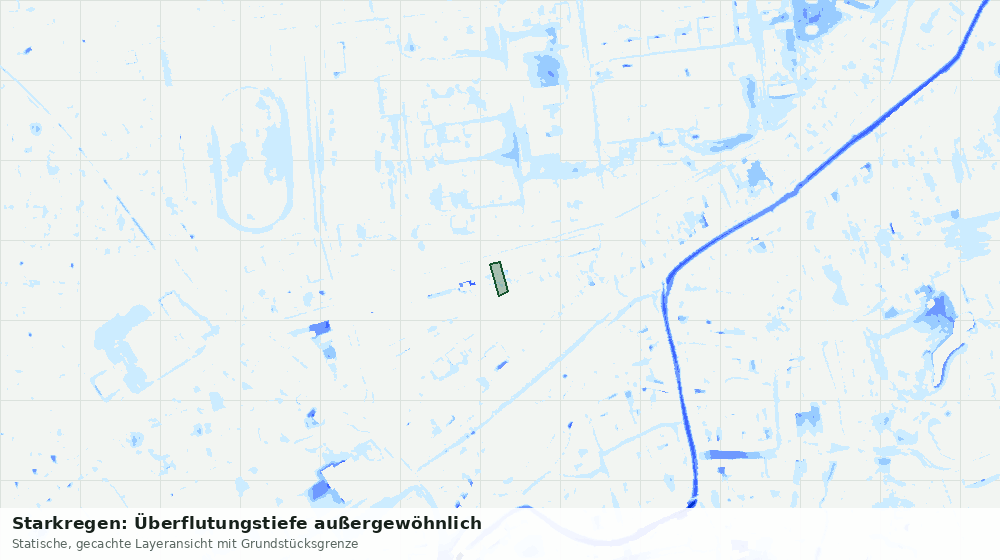 Statische Kartenansicht: Starkregen: Überflutungstiefe außergewöhnlich
