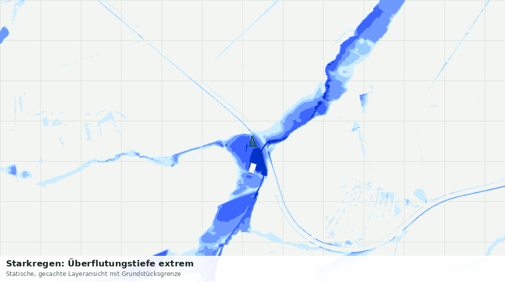 Statische Kartenansicht: Starkregen: Überflutungstiefe extrem