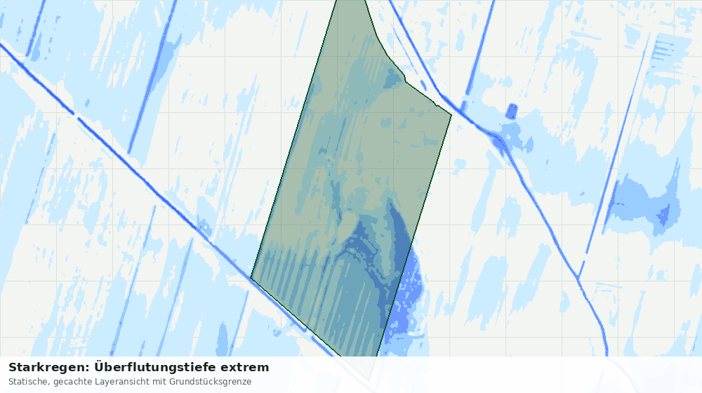 Statische Kartenansicht: Starkregen: Überflutungstiefe extrem