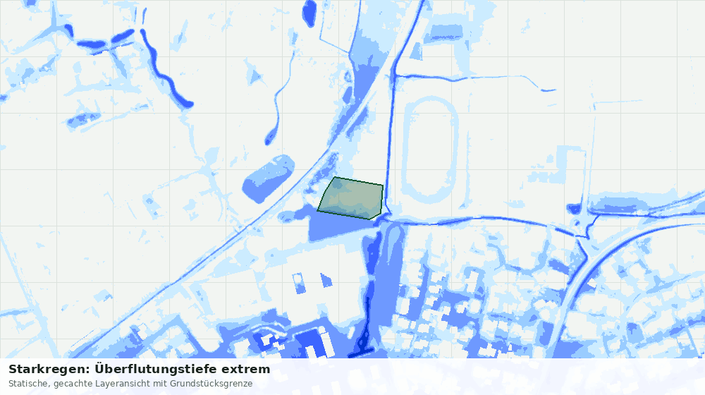 Statische Kartenansicht: Starkregen: Überflutungstiefe extrem