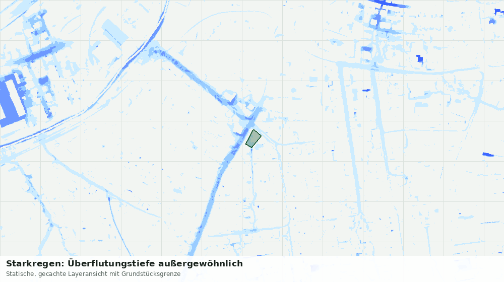 Statische Kartenansicht: Starkregen: Überflutungstiefe außergewöhnlich