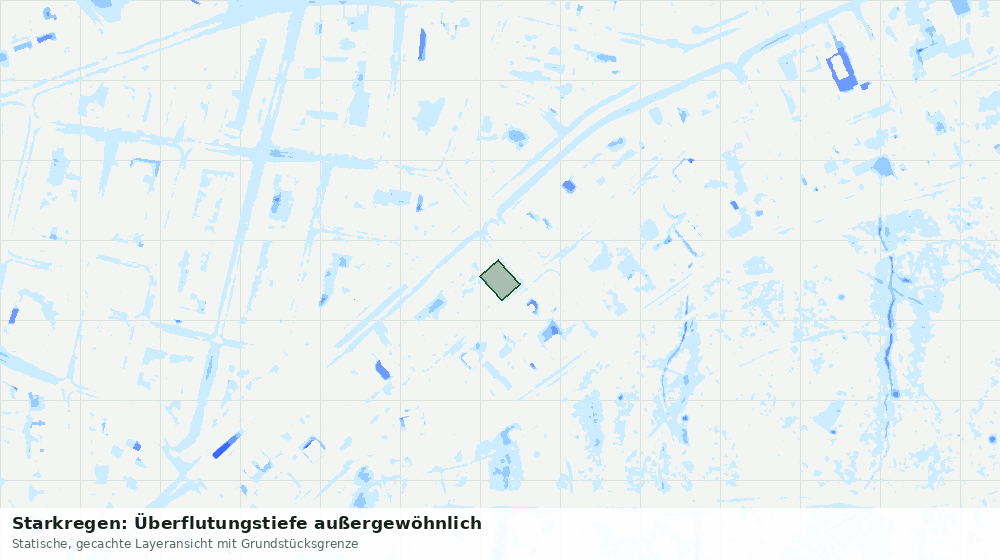 Statische Kartenansicht: Starkregen: Überflutungstiefe außergewöhnlich
