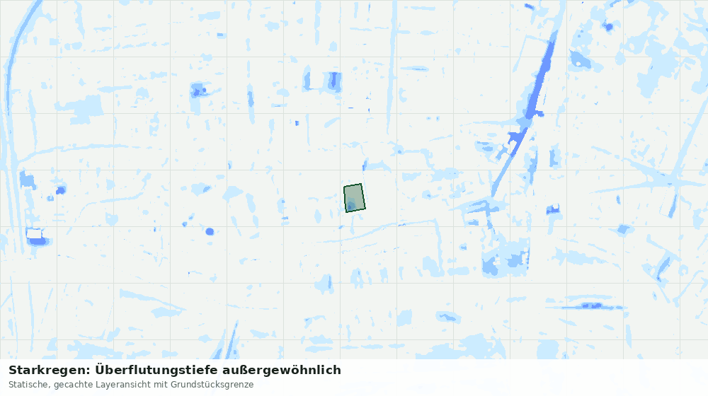 Statische Kartenansicht: Starkregen: Überflutungstiefe außergewöhnlich