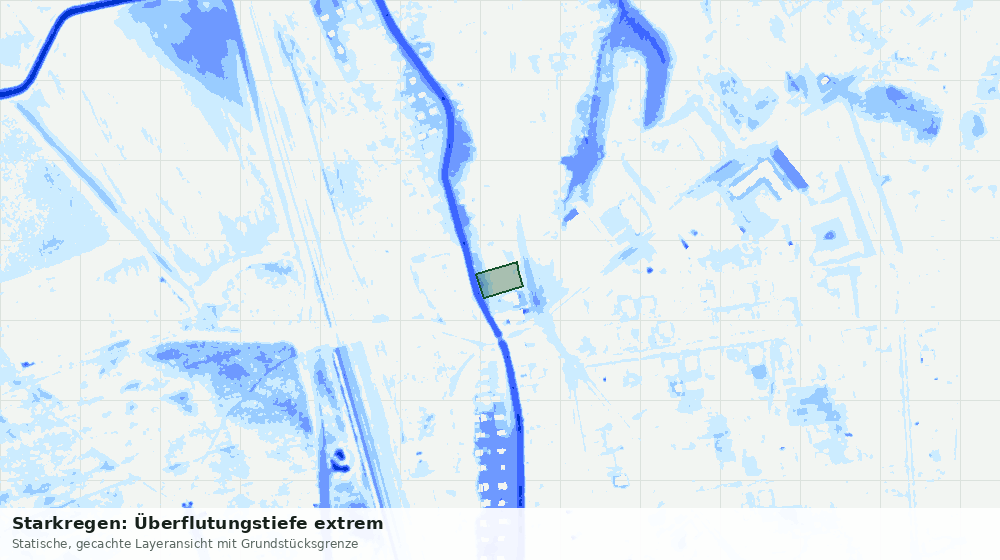 Statische Kartenansicht: Starkregen: Überflutungstiefe extrem