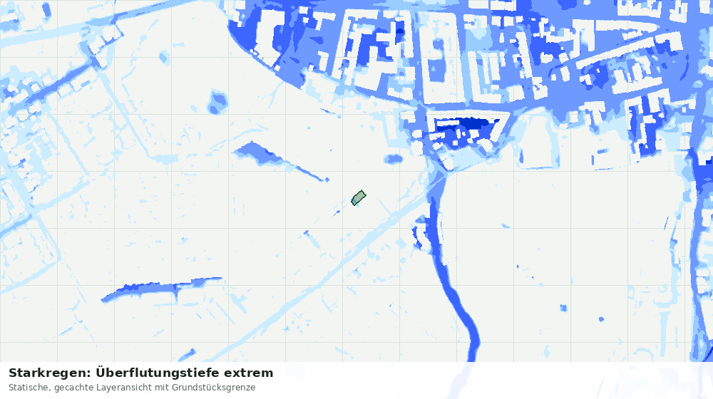 Statische Kartenansicht: Starkregen: Überflutungstiefe extrem