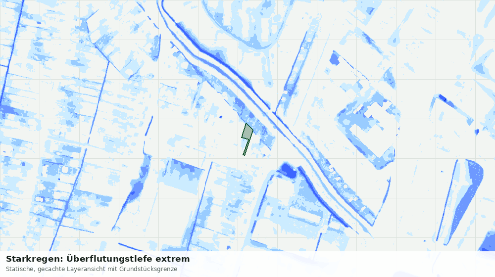 Statische Kartenansicht: Starkregen: Überflutungstiefe extrem