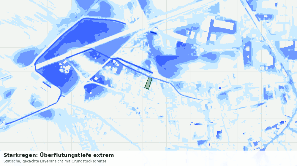 Statische Kartenansicht: Starkregen: Überflutungstiefe extrem