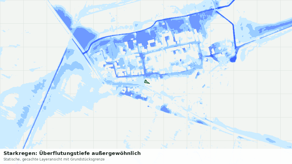 Statische Kartenansicht: Starkregen: Überflutungstiefe außergewöhnlich