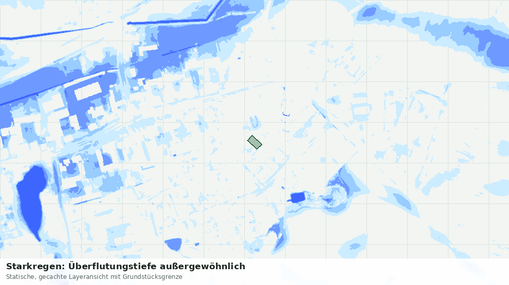 Statische Kartenansicht: Starkregen: Überflutungstiefe außergewöhnlich