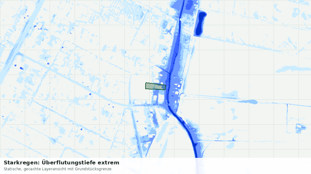 Statische Kartenansicht: Starkregen: Überflutungstiefe extrem