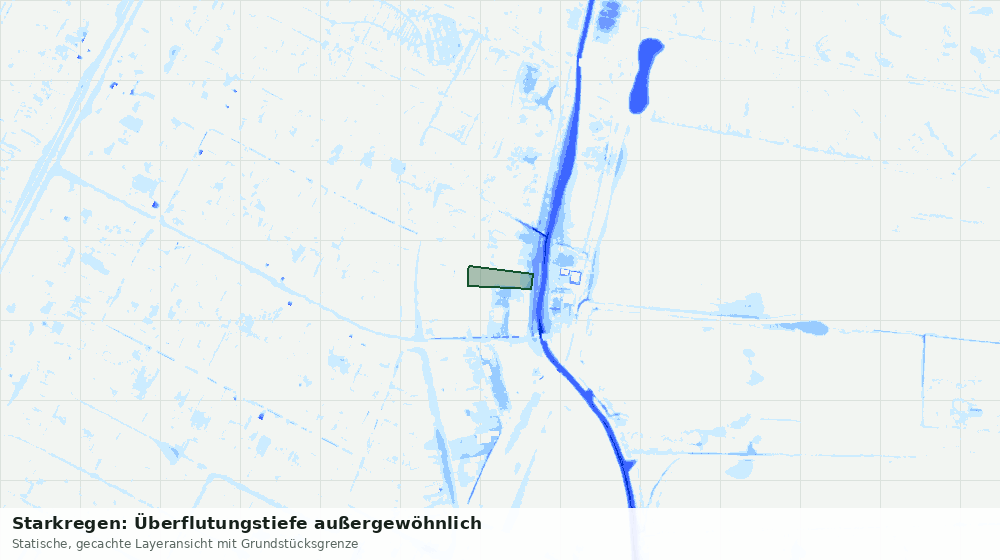 Statische Kartenansicht: Starkregen: Überflutungstiefe außergewöhnlich