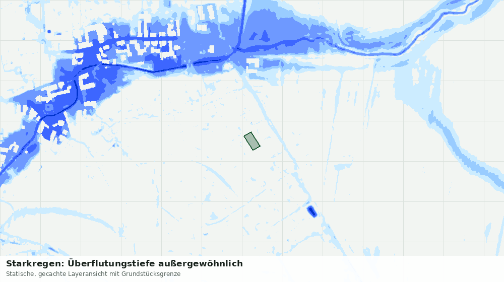 Statische Kartenansicht: Starkregen: Überflutungstiefe außergewöhnlich