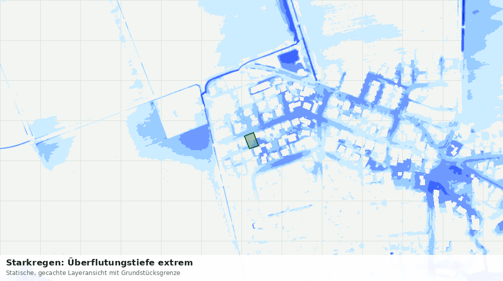 Statische Kartenansicht: Starkregen: Überflutungstiefe extrem