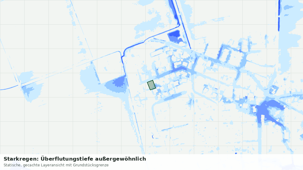 Statische Kartenansicht: Starkregen: Überflutungstiefe außergewöhnlich