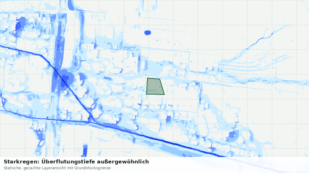 Statische Kartenansicht: Starkregen: Überflutungstiefe außergewöhnlich