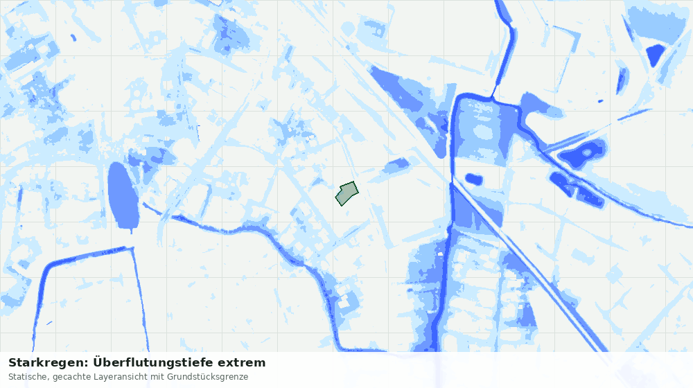 Statische Kartenansicht: Starkregen: Überflutungstiefe extrem