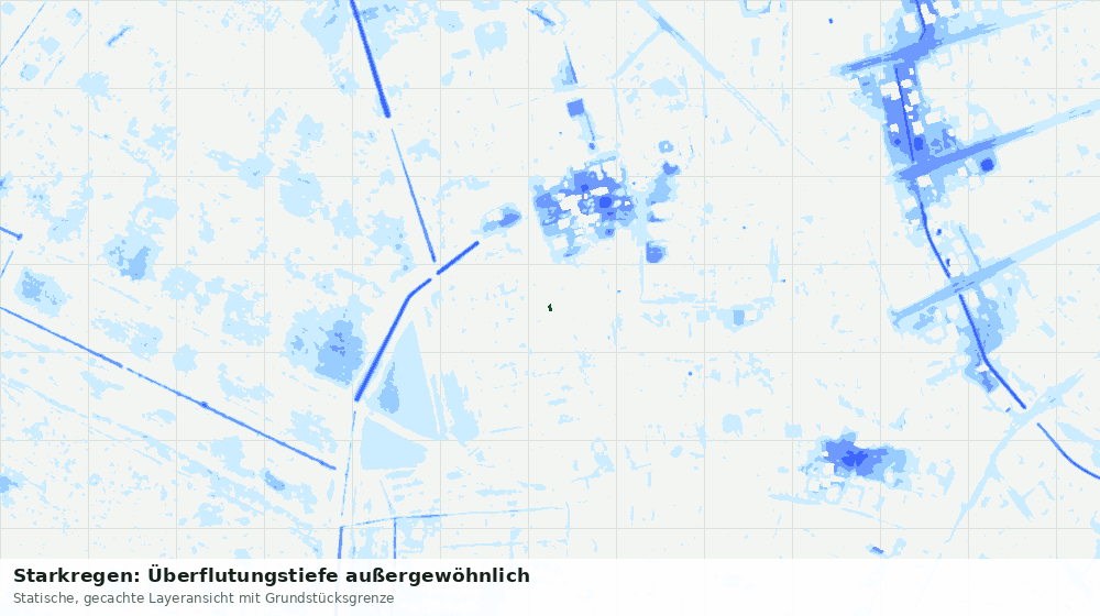 Statische Kartenansicht: Starkregen: Überflutungstiefe außergewöhnlich