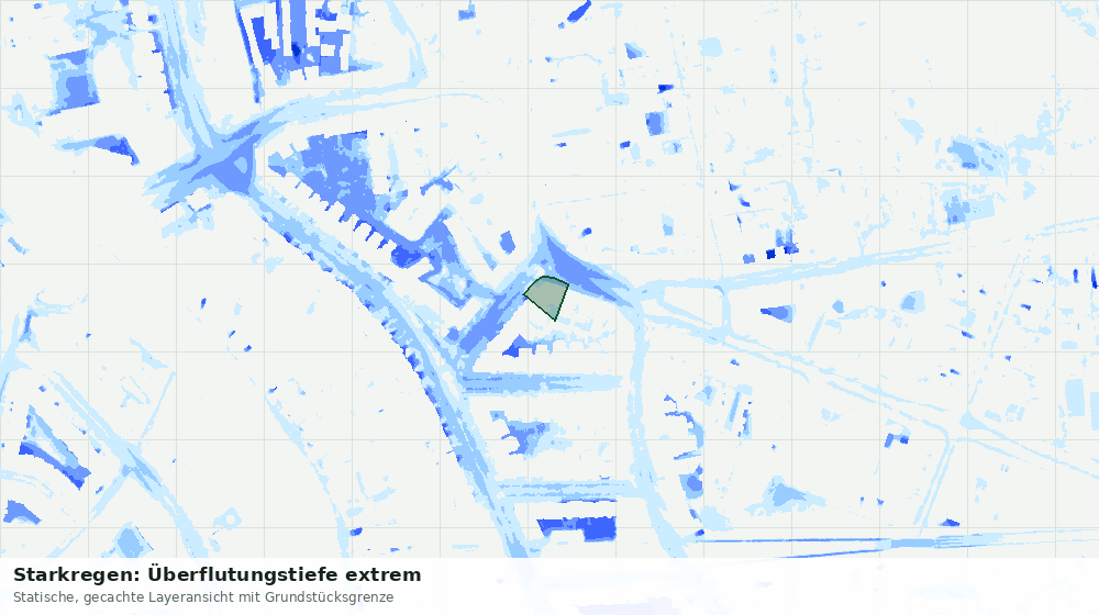 Statische Kartenansicht: Starkregen: Überflutungstiefe extrem