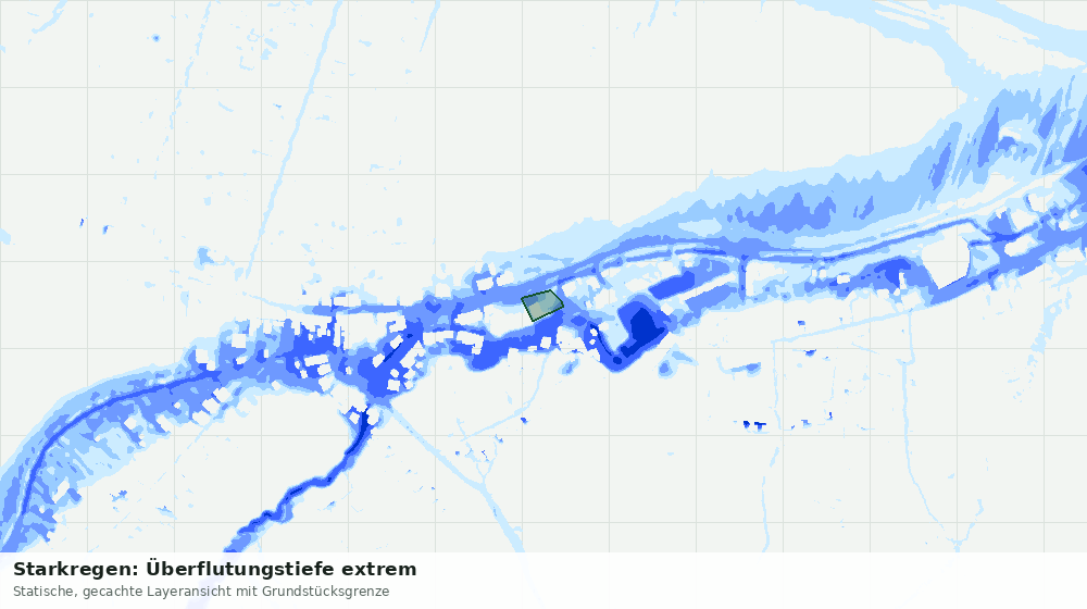Statische Kartenansicht: Starkregen: Überflutungstiefe extrem