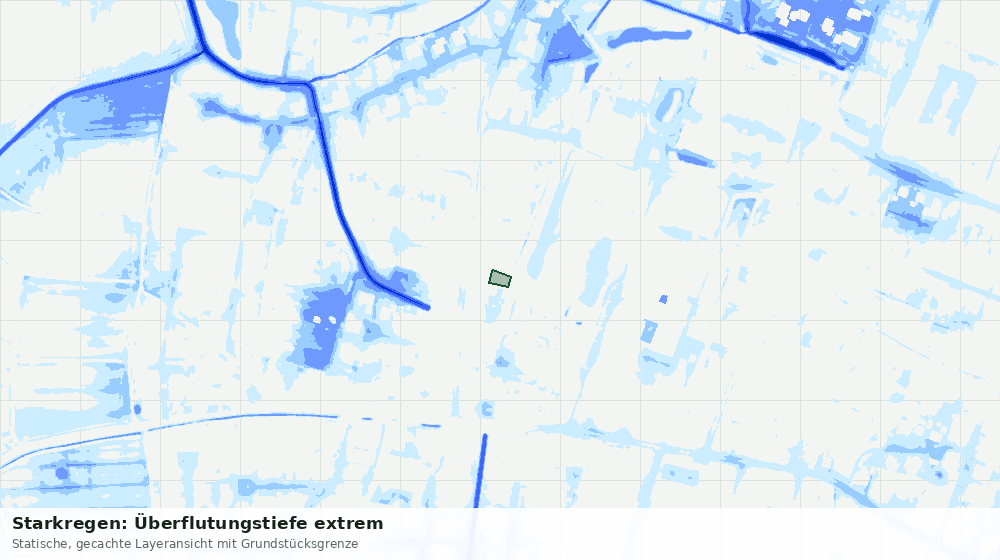 Statische Kartenansicht: Starkregen: Überflutungstiefe extrem
