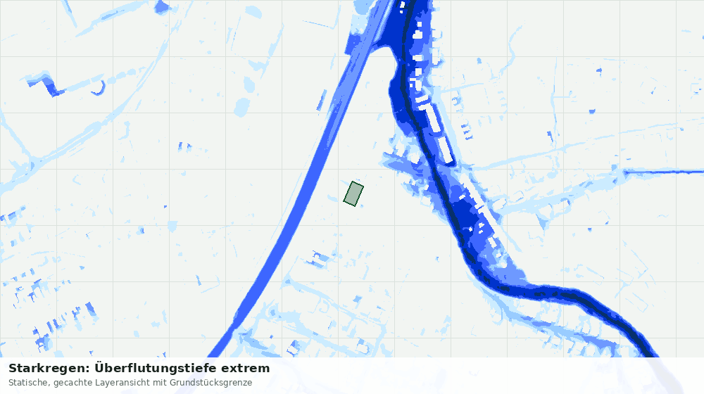 Statische Kartenansicht: Starkregen: Überflutungstiefe extrem