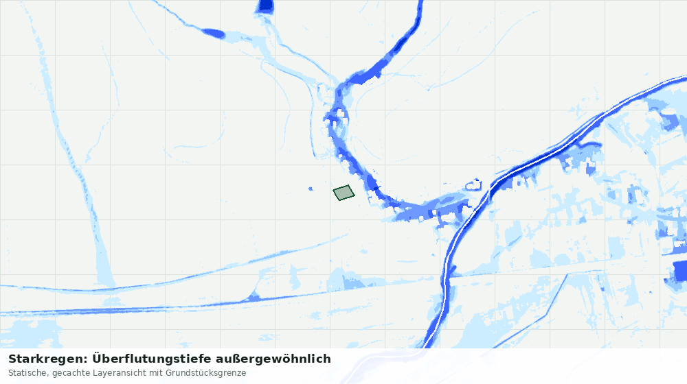 Statische Kartenansicht: Starkregen: Überflutungstiefe außergewöhnlich