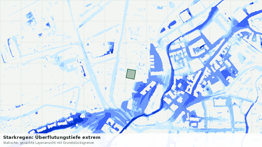 Statische Kartenansicht: Starkregen: Überflutungstiefe extrem