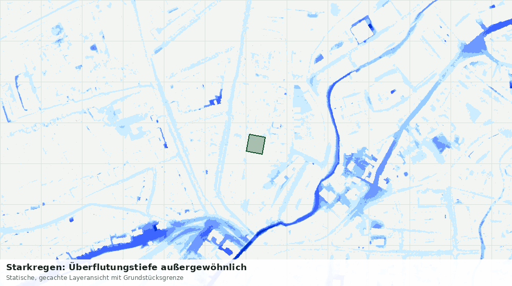 Statische Kartenansicht: Starkregen: Überflutungstiefe außergewöhnlich
