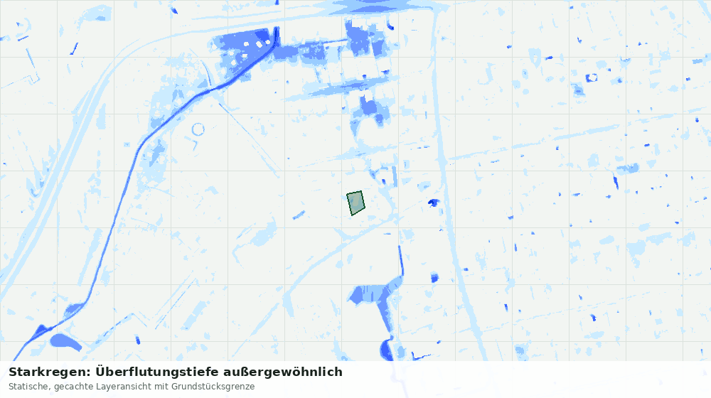 Statische Kartenansicht: Starkregen: Überflutungstiefe außergewöhnlich