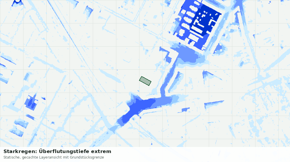 Statische Kartenansicht: Starkregen: Überflutungstiefe extrem
