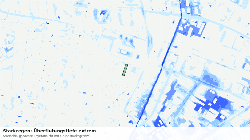 Statische Kartenansicht: Starkregen: Überflutungstiefe extrem