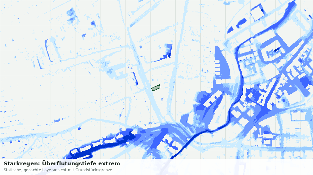 Statische Kartenansicht: Starkregen: Überflutungstiefe extrem