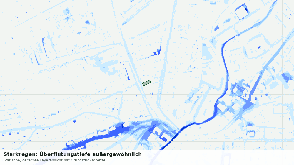 Statische Kartenansicht: Starkregen: Überflutungstiefe außergewöhnlich