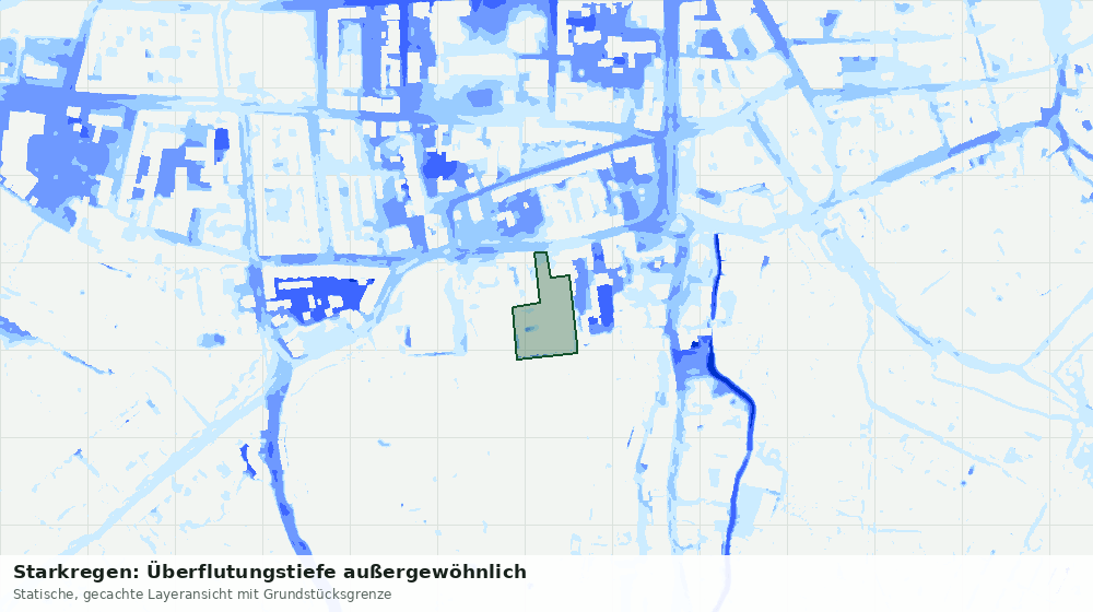 Statische Kartenansicht: Starkregen: Überflutungstiefe außergewöhnlich