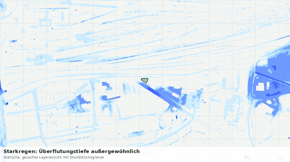 Statische Kartenansicht: Starkregen: Überflutungstiefe außergewöhnlich