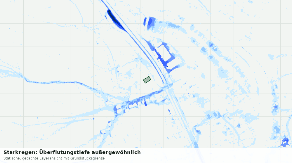 Statische Kartenansicht: Starkregen: Überflutungstiefe außergewöhnlich