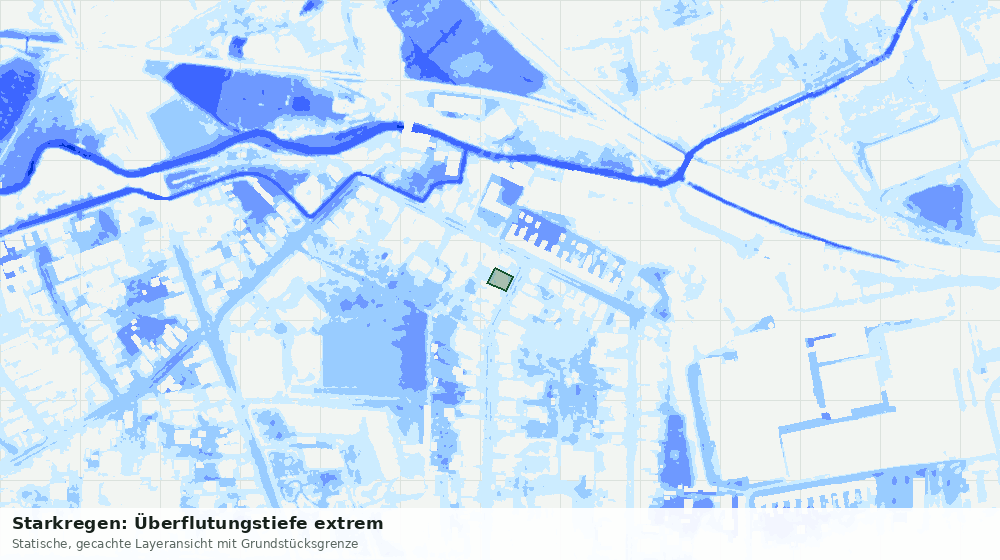 Statische Kartenansicht: Starkregen: Überflutungstiefe extrem