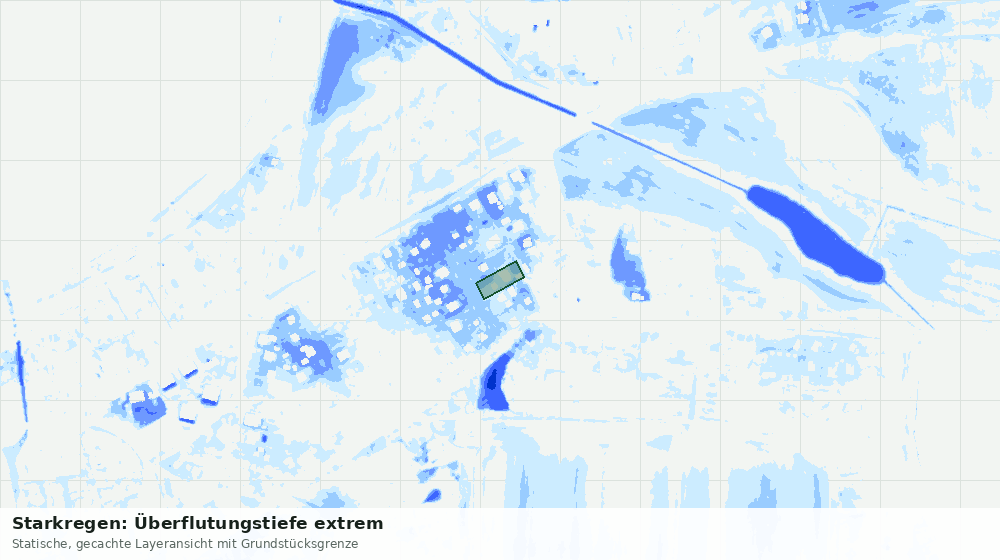 Statische Kartenansicht: Starkregen: Überflutungstiefe extrem