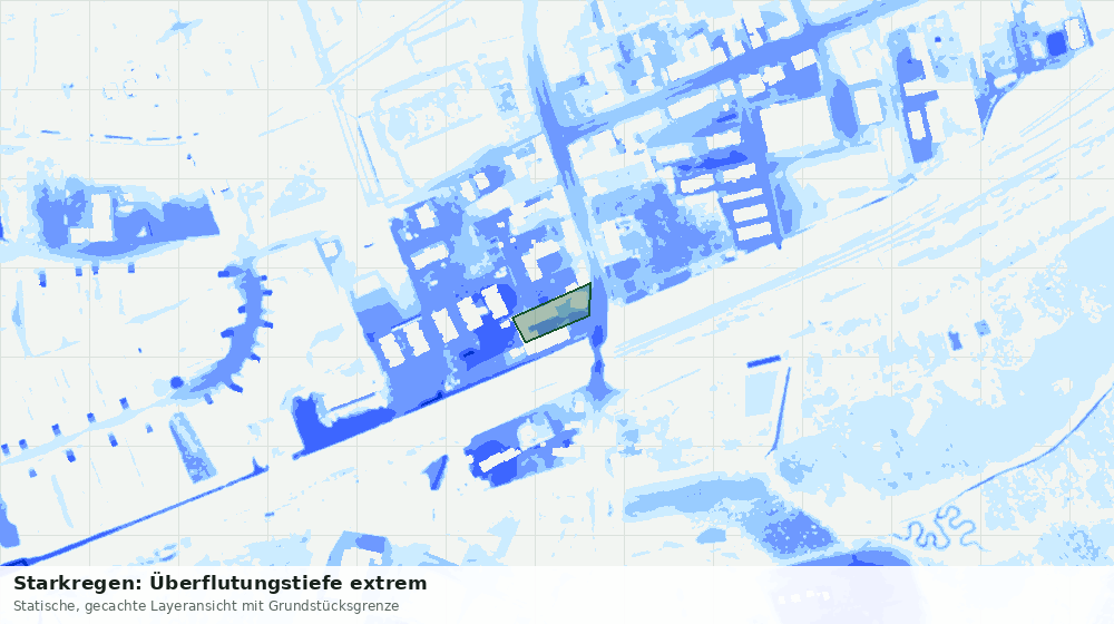 Statische Kartenansicht: Starkregen: Überflutungstiefe extrem