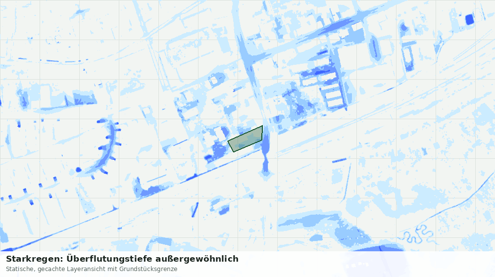 Statische Kartenansicht: Starkregen: Überflutungstiefe außergewöhnlich
